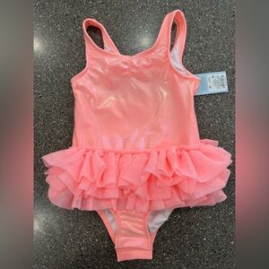 Cat & Jack Shimmery Coral Pink Ruffle Tutu Swimsuit